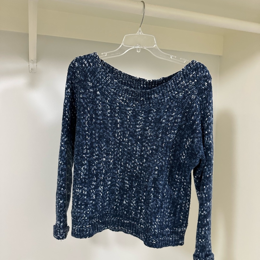 Gap Women's Navy Speckled Knit Sweater